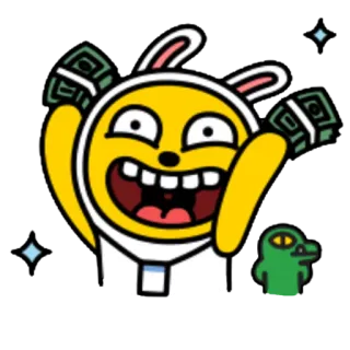 😀 uang, kartun, kelinci, hewan, senang, emoji, dolar telegram sticker