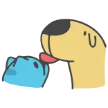 😛 собака, кошка, лизать, милый, животные, мультфильм whatsapp sticker