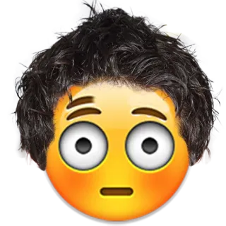 😳 emoji, face, hair, funny, digital art telegram sticker
