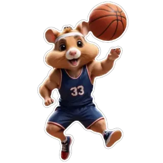 🏀 hamster, basketball, sports, animal, athlete, cartoon telegram sticker