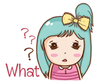 😮 What Frage, verwirrt, Cartoon, Mädchen, Ausdruck, süß telegram sticker