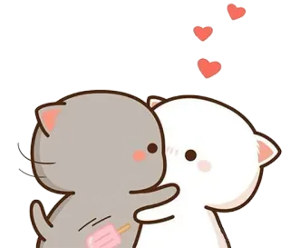 😚 chats, câlin, dessin animé, coeurs, mignon, amour, amitié whatsapp sticker