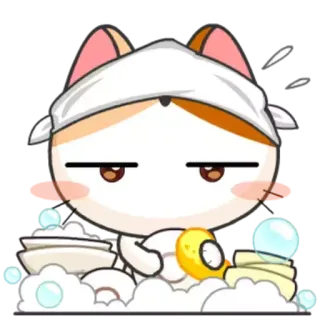 😒 猫, 掃除, 泡, お風呂, 可愛い, アニメ telegram sticker