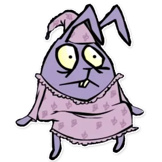 😕 coelho, coelho, pijama, roupa de dormir, sonolento, desenho animado, personagem whatsapp sticker