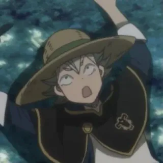 👑 Asta Black Clover Anime, Black Clover, Asta, Divertido, Sombrero de paja, Magia, Mago telegram sticker