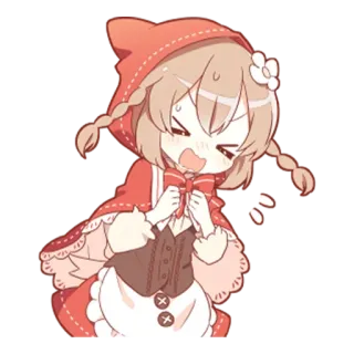 😣 Anime, Kawaii, Fofo, Chibi, Menina, Chapeuzinho Vermelho, Desenho animado telegram sticker
