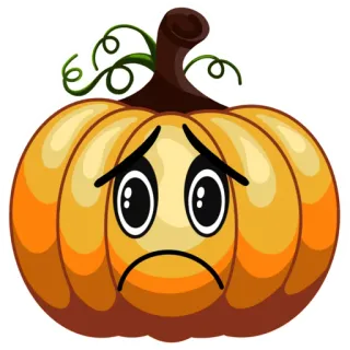 ☹️ ฟักทอง, เศร้า, การ์ตูน, ฮาโลวีน, ฤดูใบไม้ร่วง, อารมณ์ telegram sticker