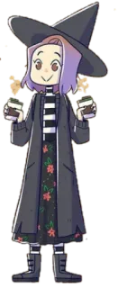 🧙‍♀ witch, magic, coffee, cartoon, woman, hat, cute telegram sticker