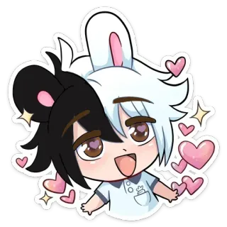 ❤️ 치비, 애니, 귀여운, 하트, 카와이, 캐릭터, 반짝이 telegram sticker