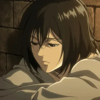 ❤️ Mikasa Ackerman Attack on Titan อนิเมะ, เศร้า, ผู้หญิง, ตัวละคร, เหนื่อย whatsapp sticker