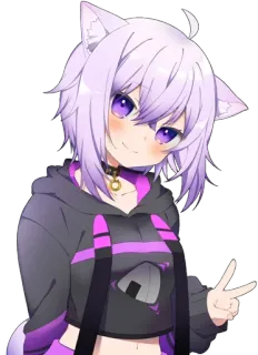 😍 Okayu anime, catgirl, vtuber, hololive, virtual youtuber, okayu telegram sticker