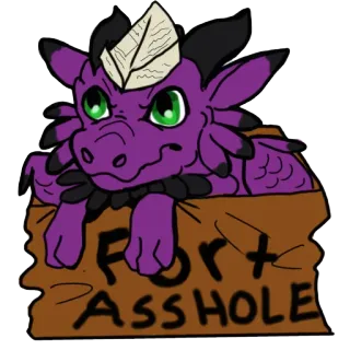 👿 FORT ASSHOLE dragon, dessin animé, autocollant, animal, créature fantastique, offensant whatsapp sticker