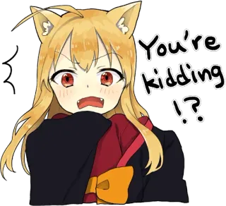 😳 You're kidding!? Anime, Schockiert, Gesichtsausdruck, Katzenohren, Sprechblase whatsapp sticker