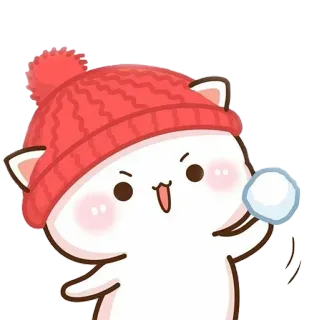 🍦 kucing, bola salju, musim dingin, imut, topi, kartun telegram sticker