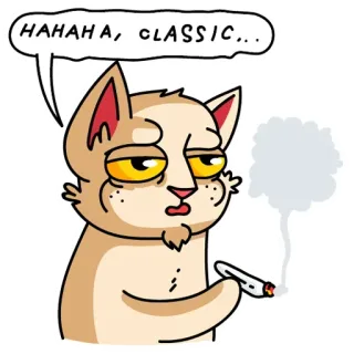🚬 HAHAHA, CLASSIC... cat, smoking, classic, meme, funny telegram sticker