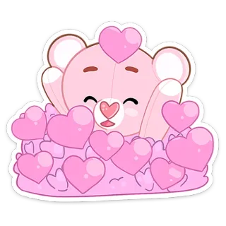 ❤️ oso, corazones, rosa, lindo, amor, San Valentín, oso de peluche, kawaii telegram sticker