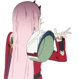 👋 Zero Two Darling in the Franxx anime, darling in the franxx, zero two, horns, mecha telegram sticker