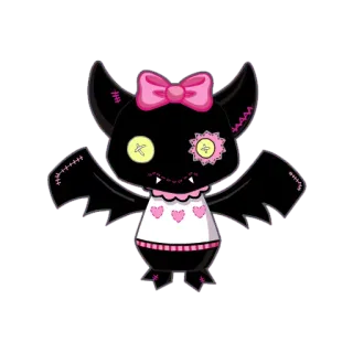 🦇 コウモリ, かわいい, ピンク, 漫画, 可愛い, ハロウィン telegram sticker