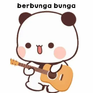 🐻 berbunga bunga 熊猫, 可爱, 吉他, 乐器, 卡通, 动物, 熊 telegram sticker