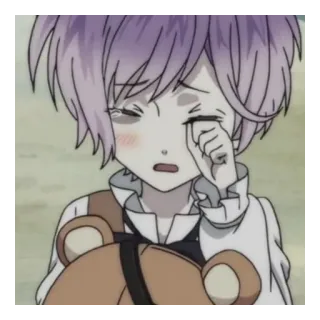 📎 anime, menangis, sedih, karakter, anak laki-laki, boneka beruang telegram sticker