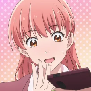🎀 anime, garota, cabelo rosa, smartphone telegram sticker