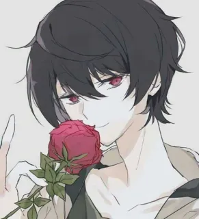 🌹 Anime, Rose, Charakter, Illustration, Junge, Kunst telegram sticker