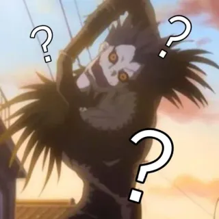 🌟 Ryuk Death Note anime, character, ryuk, death note, question mark, confused telegram sticker