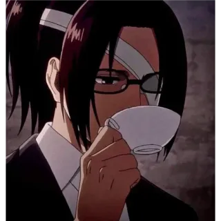 ⚡ Hange Zoe Attack on Titan Anime, Karakter, Minuman, Cangkir, Kacamata, Attack on Titan telegram sticker