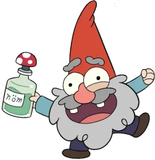 😃 nöm gnome, potion, dessin animé, fantaisie telegram sticker