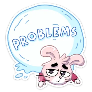😕 PROBLEMS Dessin animé, Lapin, Problèmes, Triste, Mignon, Autocollant, Inquiet telegram sticker