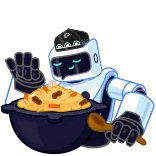 🍛 robot, cooking, food, chef, cartoon, pot telegram sticker