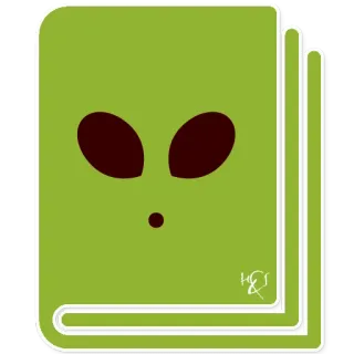 📔 Alien, Extraterrestre, Verde, Cara, Espacio, Ciencia ficción telegram sticker