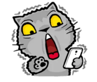 😮 Katze, Cartoon, Schock, Smartphone, Tier, Emoji telegram sticker