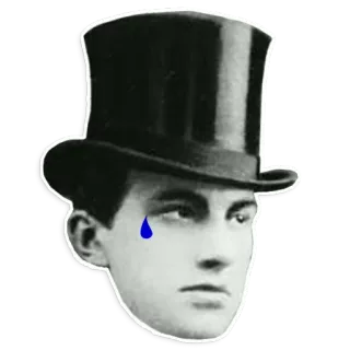 😢 man, top hat, sad, crying, tear telegram sticker