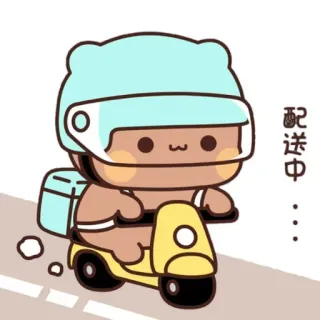 🍃 配送中... delivery, scooter, helmet, cute, cartoon telegram sticker
