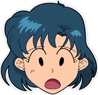 😦 Sailor Mercury Sailor Moon anime, manga, cartoon, girl, blue hair, face, sailor scout, sailor mercury whatsapp sticker
