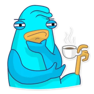 ☕ 만화, 새, 커피, 생각, 웃긴 telegram sticker