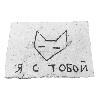 🍉 Я С ТОБОЙ cat, support, russian, text, drawing, sticker telegram sticker