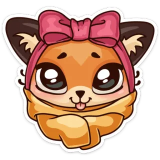 🎀 fuchs, tier, niedlich, cartoon, aufkleber, schleife, schal telegram sticker