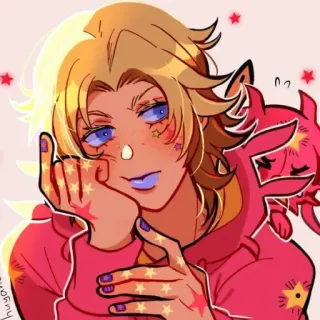🍮 Anime, Postać, Gwiazdy, Różowy, Uroczy telegram sticker