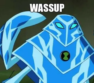 ✋ Big Chill Ben 10 WASSUP Alien, Hielo, Superhéroe, Dibujos animados telegram sticker