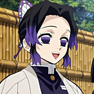 😀 Shinobu Kocho Demon Slayer 애니메이션, 귀멸의 칼날, 코쵸우 시노부, 캐릭터, 나비, 여자 telegram sticker