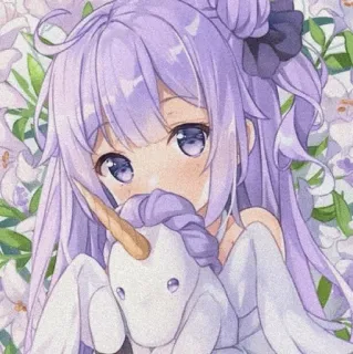 🍇 动漫女孩, 独角兽, 紫色, 卡哇伊, 可爱, 卡通, 贴纸 telegram sticker