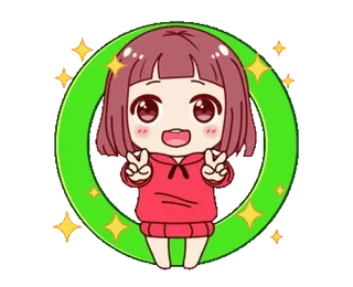 ✌️ Cartoon, Anime, Schattig, Meisje, Vrede, Kawaii telegram sticker