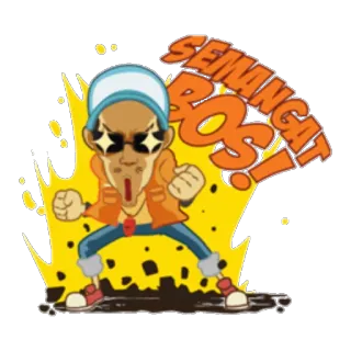💪 SEMANGAT BOS! cartoon, character, excitement, motivation, positive telegram sticker