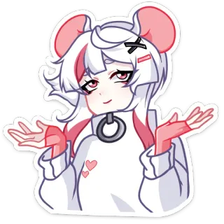 🤷‍♀ ragazza anime, orecchie da topo, carino, scrollata di spalle, kawaii whatsapp sticker