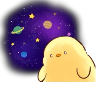 🤩 pollito, planeta, galaxia, estrellas, lindo, espacio whatsapp sticker