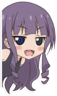 😏 Anime, Manga, Hoạt hình, Dễ thương, Cô gái, Chibi, Tóc tím telegram sticker