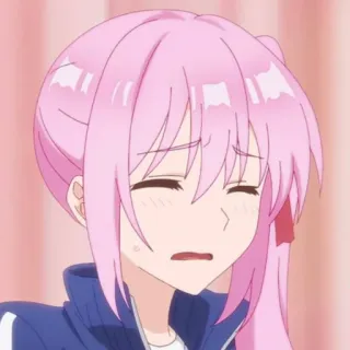 🍧 Anime, pinke Haare, Mädchen, süß, Ausdruck, traurig telegram sticker