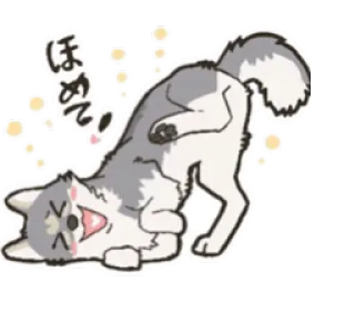 😆 ほめて! anjing, binatang, imut, memohon, Jepang, teks, stiker telegram sticker